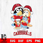 Louisville Cardinals Christmas Bluey Family Sport Cut Files,Bluey Cricut,Christmas Svg , Bluey svg , Digital Download, dxf eps png pdf file