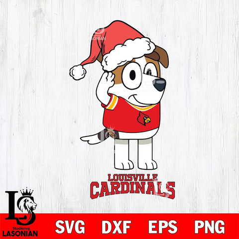 Louisville Cardinals Christmas Bluey Jack Sport Cut Files,Bluey Cricut,Christmas Svg , Bluey svg , Digital Download, dxf eps png pdf file