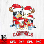 Louisville Cardinals Christmas Bluey Santa Family Cut Files,Bluey Cricut,Christmas Svg , Bluey svg , Digital Download, dxf eps png pdf file