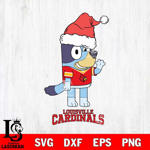 Louisville Cardinals Christmas Bluey Say Hi Cut Files,Bluey Cricut,Christmas Svg , Bluey svg , Digital Download, dxf eps png pdf file