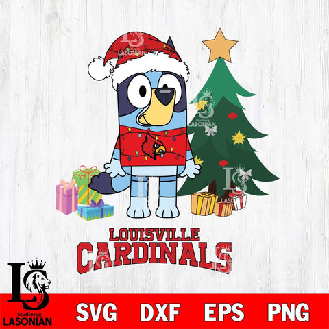 Louisville Cardinals Christmas Bluey Tree Sport Cut Files,Bluey Cricut,Christmas Svg , Bluey svg , Digital Download, dxf eps png pdf file