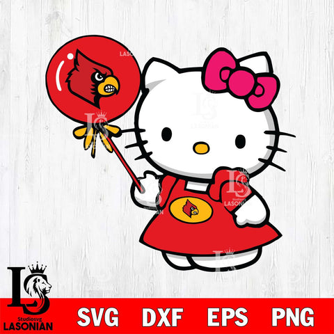 Louisville Cardinals Cute Hello Kitty 2 Svg Eps Dxf Png File, Digital Download, Instant Download