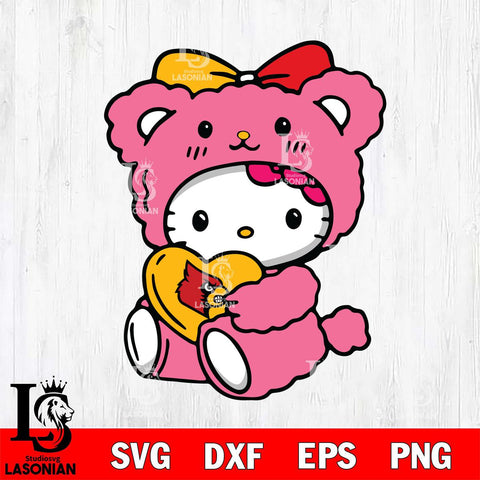 Louisville Cardinals Cute Hello Kitty 3 Svg Eps Dxf Png File, Digital Download, Instant Download