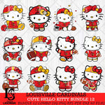 Louisville Cardinals Cute Hello Kitty Bundle 12 SVG Eps Dxf Png File, NCAA Bundle svg, Digital Download, Instant Download