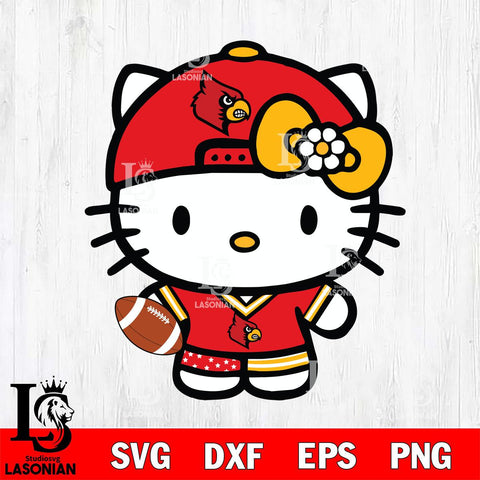 Louisville Cardinals Cute Hello Kitty Football 10 Svg Eps Dxf Png File, NCAA svg, Digital Download, Instant Download