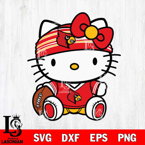 Louisville Cardinals Cute Hello Kitty Football 12 Svg Eps Dxf Png File, NCAA svg, Digital Download, Instant Download