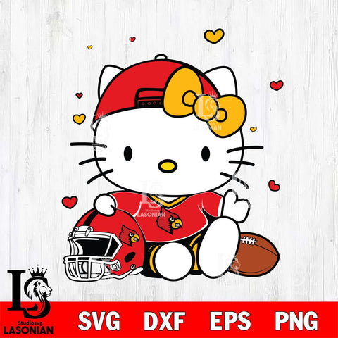 Louisville Cardinals Cute Hello Kitty Football Svg Eps Dxf Png File, NCAA svg, Digital Download, Instant Download