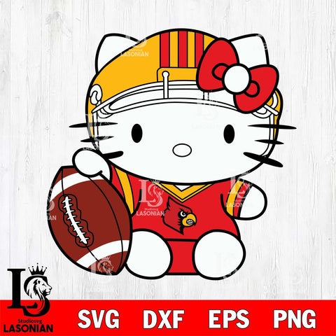 Louisville Cardinals Cute Hello Kitty Football 5 Svg Eps Dxf Png File, NCAA svg, Digital Download, Instant Download