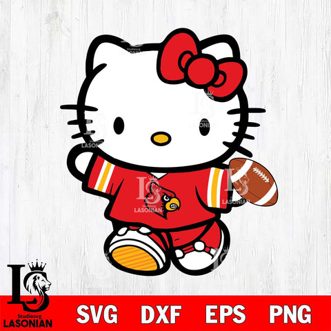 Louisville Cardinals Cute Hello Kitty Football 7 Svg Eps Dxf Png File, NCAA svg, Digital Download, Instant Download