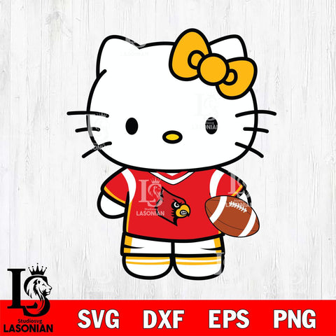 Louisville Cardinals Cute Hello Kitty Football 8 Svg Eps Dxf Png File, NCAA svg, Digital Download, Instant Download