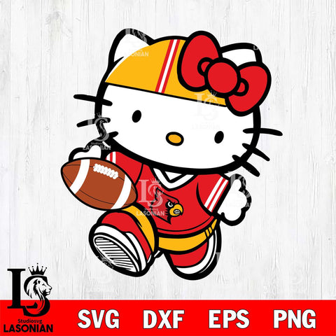 Louisville Cardinals Cute Hello Kitty Football 9 Svg Eps Dxf Png File, NCAA svg, Digital Download, Instant Download