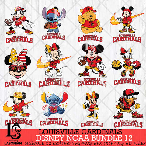 Louisville Cardinals Disney NCAA Bundle Svg PNG 12 Svg Eps Dxf Png File, Digital Download