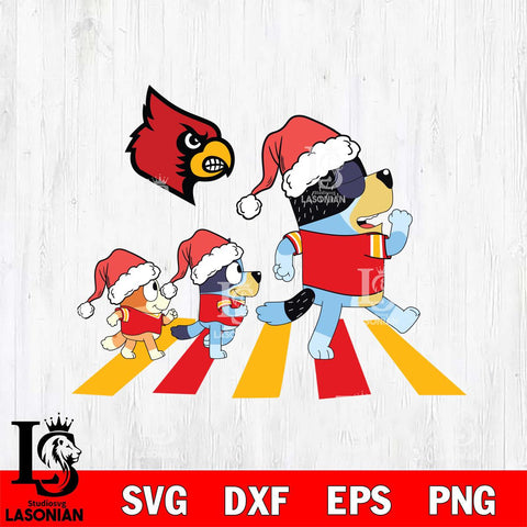 Louisville Cardinals Family Bluey Walking Christmas Svg Eps Dxf Png File, Digital Download, Instant Download