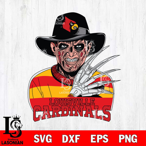 Louisville Cardinals Freddy Krueger Horror Halloween Svg Eps Dxf Png File, NCAA svg, Digital Download, Instant Download