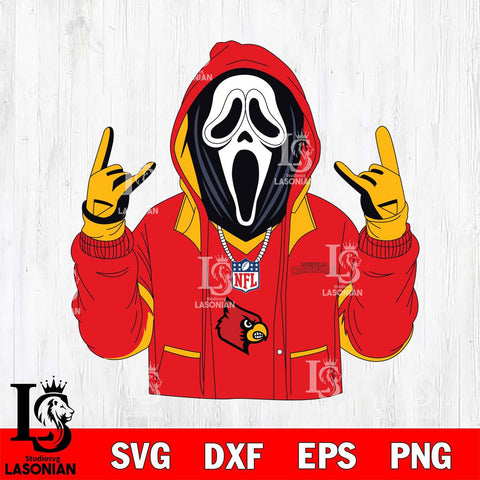 Louisville Cardinals Ghostface Scream Football Halloween Svg Eps Dxf Png File, NCAA svg, Digital Download, Instant Download