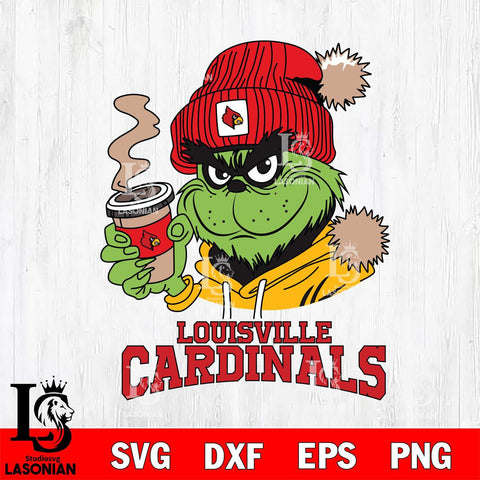 Louisville Cardinals Grinch Cofffe Hoodie Cut Files Cricut, Svg Dxf Eps Png file, Digital download , Silhouette