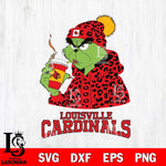 Louisville Cardinals Grinch Leopard Christmas Cut Files Cricut, Svg Dxf Eps Png file, Digital download , Silhouette