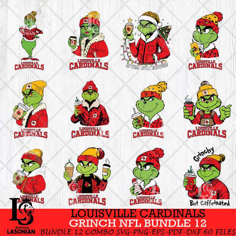 Louisville Cardinals Grinch NCAA Bundle 12 SVG Eps Dxf Png File, Digital Download, Instant Download