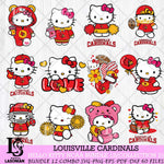 Louisville Cardinals Hello Kitty Bundle 12 SVG Svg Eps Dxf Png File, Digital Download, Instant Download