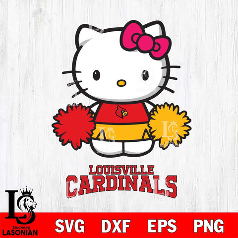 Louisville Cardinals Hello Kitty Cheerleader 2 Svg Eps Dxf Png File, Digital Download, Instant Download