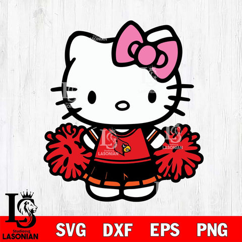 Louisville Cardinals Hello Kitty Cheerleader 2 Svg Eps Dxf Png File, Digital Download, Instant Download