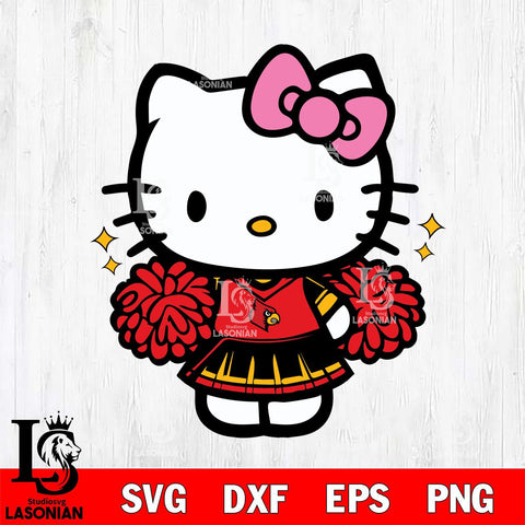 Louisville Cardinals Hello Kitty Cheerleader Svg Eps Dxf Png File, Digital Download, Instant Download