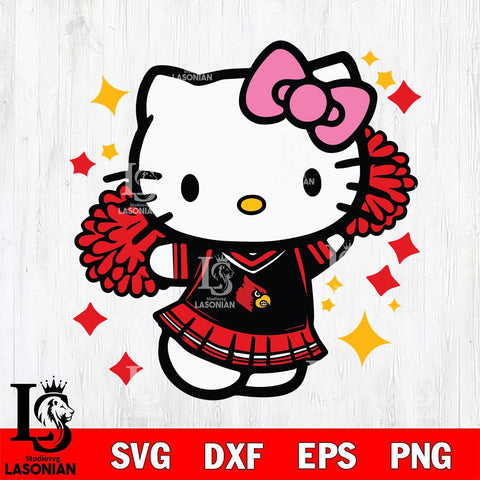 Louisville Cardinals Hello Kitty Cheerleader 4 Svg Eps Dxf Png File, Digital Download, Instant Download