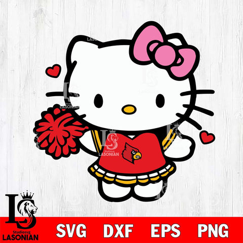 Louisville Cardinals Hello Kitty Cheerleader 6 Svg Eps Dxf Png File, Digital Download, Instant Download