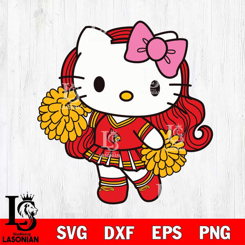 Louisville Cardinals Hello Kitty Cheerleader 7 Svg Eps Dxf Png File, Digital Download, Instant Download