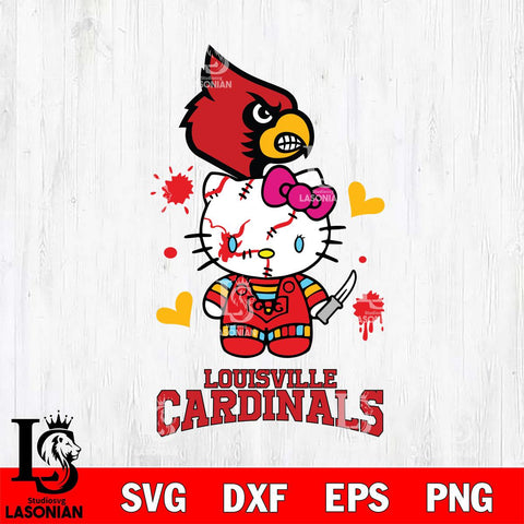 Louisville Cardinals Hello Kitty Horror 2 Svg Eps Dxf Png File, Digital Download