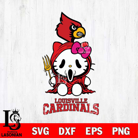 Louisville Cardinals Hello Kitty Horror 4 Svg Eps Dxf Png File, Digital Download