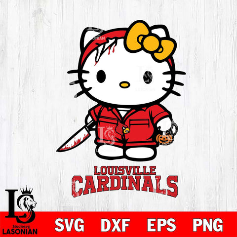 Louisville Cardinals Hello Kitty Horror 5 Svg Eps Dxf Png File, Digital Download