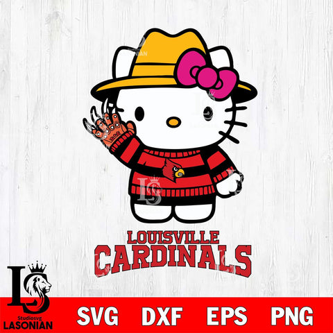 Louisville Cardinals Hello Kitty Horror 6 Svg Eps Dxf Png File, Digital Download