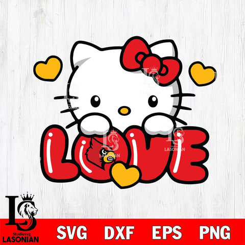 Louisville Cardinals Hello Kitty Love Svg Eps Dxf Png File, Digital Download, Instant Download