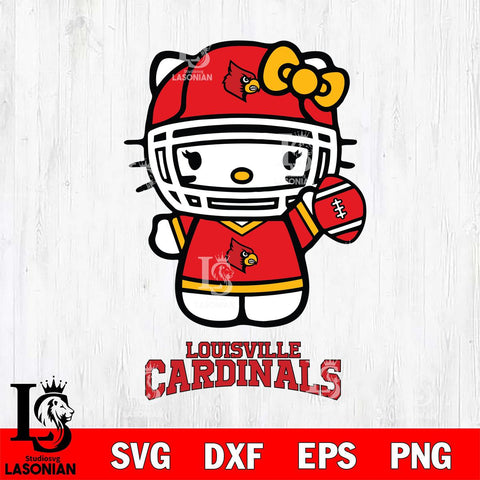 Louisville Cardinals Hello Kitty NCAA 1 Svg Eps Dxf Png File, Digital Download, Instant Download