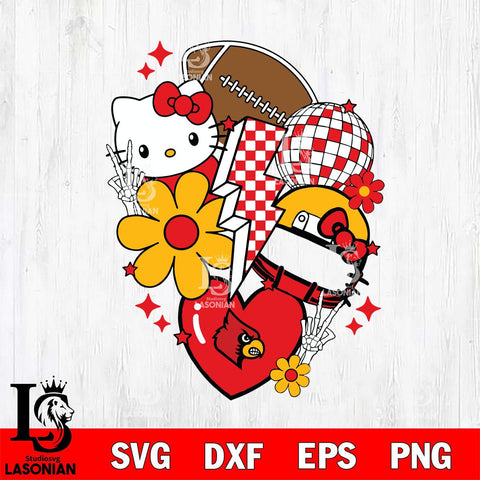 Louisville Cardinals Hello Kitty NCAA 2 Svg Eps Dxf Png File, Digital Download, Instant Download