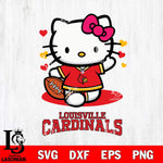 Louisville Cardinals Hello Kitty NCAA 3 Svg Eps Dxf Png File, Digital Download, Instant Download