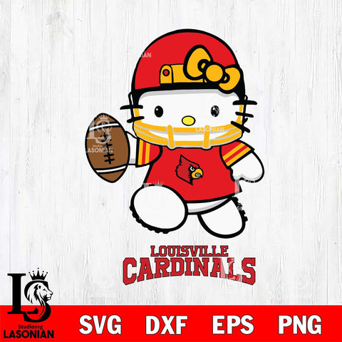 Louisville Cardinals Hello Kitty NCAA 4 Svg Eps Dxf Png File, Digital Download, Instant Download