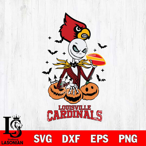 Louisville Cardinals Jack Skellington 2 halloween Svg Eps Dxf Png File, NCAA svg, Digital Download, Instant Download