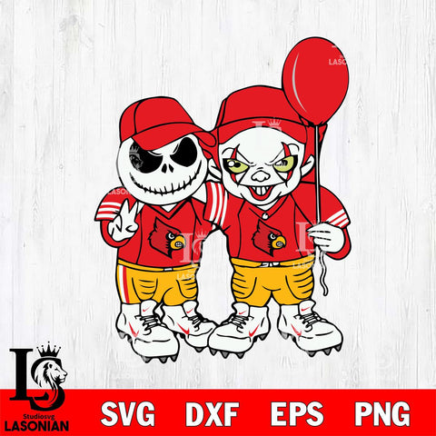 Louisville Cardinals Jack Skellington And Pennywise Football Svg Eps Dxf Png File, NCAA svg, Digital Download, Instant Download