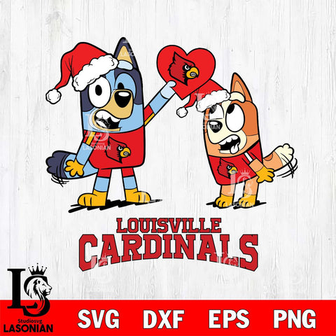 Louisville Cardinals Love Bluey Christmas Svg Eps Dxf Png File, Digital Download