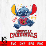 Louisville Cardinals Love Stitch, Svg Eps Dxf Png File, Digital Download