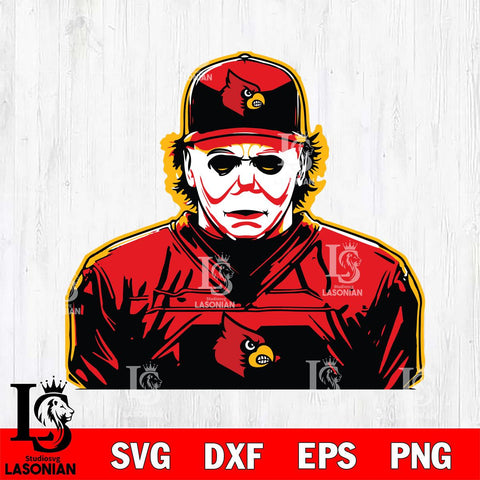 Louisville Cardinals Michael Myers Horror Halloween Svg Eps Dxf Png File, NCAA svg, Digital Download, Instant Download