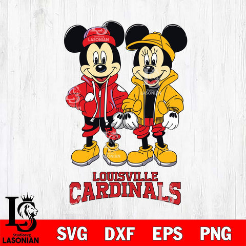 Louisville Cardinals Mickey Minnie Mouse Football Svg Eps Dxf Png File, NCAA svg , File Cut , Digital Download , Instant Download, Cut Svg Files