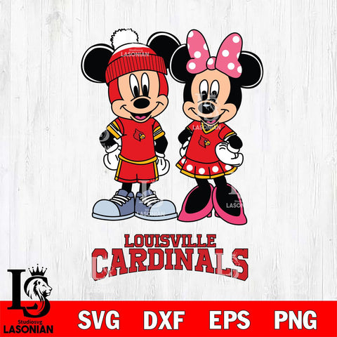 Louisville Cardinals Mickey Minnie Mouse Pink Svg Eps Dxf Png File, NCAA svg , File Cut , Digital Download , Instant Download, Cut Svg Files