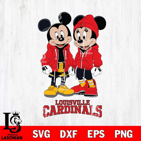 Louisville Cardinals Mickey Minnie Mouse Rugby Svg Eps Dxf Png File, NCAA svg , File Cut , Digital Download , Instant Download, Cut Svg Files