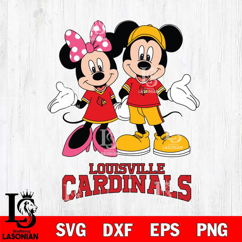 Louisville Cardinals Mickey Minnie Mouse Sport Svg Eps Dxf Png File, NCAA svg , File Cut , Digital Download , Instant Download, Cut Svg Files