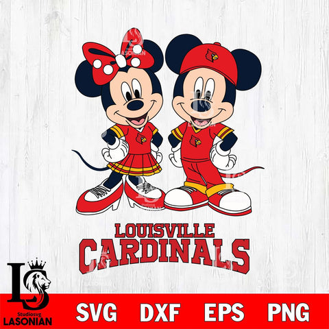 Louisville Cardinals Mickey Minnie Mouse rugby ball Svg Eps Dxf Png File, NCAA svg , File Cut , Digital Download , Instant Download, Cut Svg Files