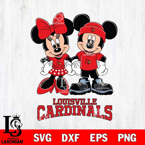 Louisville Cardinals Mickey Minnie Rugby ball Svg Eps Dxf Png File, NCAA svg , File Cut , Digital Download , Instant Download, Cut Svg Files