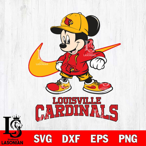 Louisville Cardinals Mickey Mouse NIKE, Svg Eps Dxf Png File, Digital Download